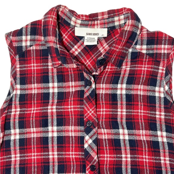 Sans Souci Sleeveless Flannel Button-Down Tunic - Picture 4 of 4